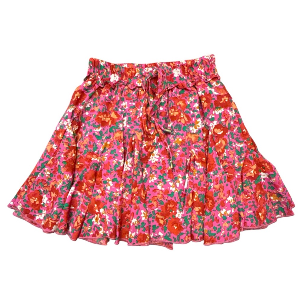 Shop The Mint Girls Medium Pink Floral Skort Elastic Drawstring Waist Flowy